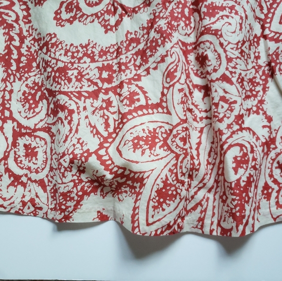 GAP Floral Print Midi Skirt Women's Size 10 Red and Cream Flowy 100% Cotton - Picture 10 of 11